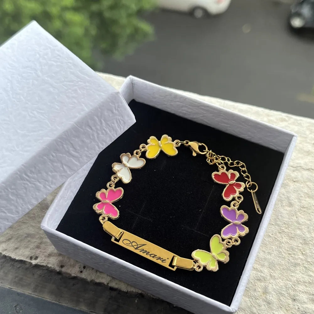 Nameplate Bracelet Butterfly Chain Personalized