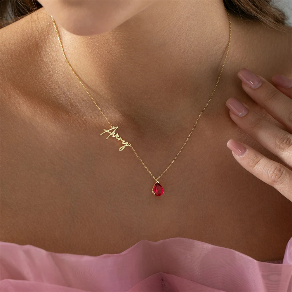 Custom Name Birthstone Necklace Personalized Jewelry