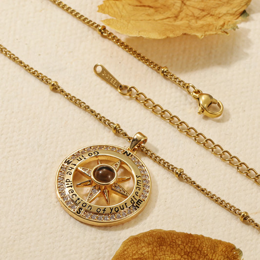 Customization Photo Projection Compass Necklace