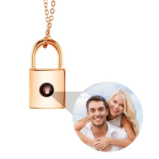 Photo Custom Projection Necklace Lock Shaped