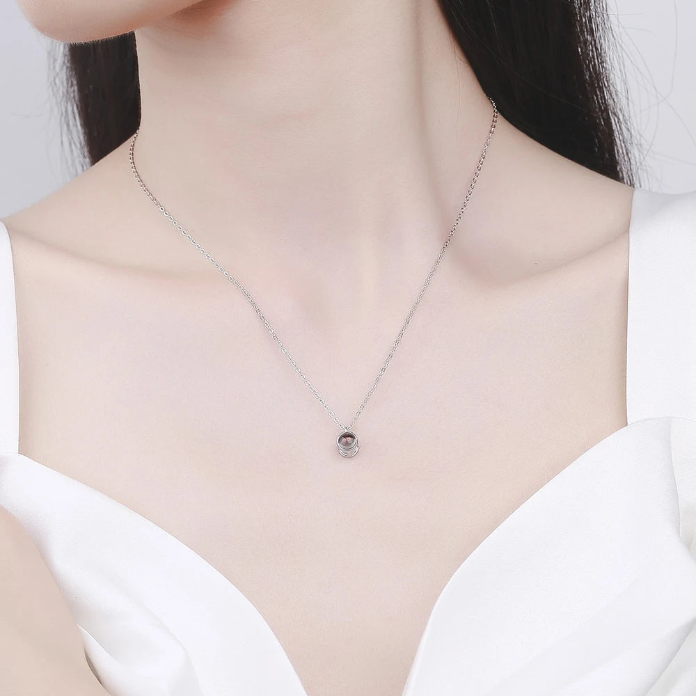 Photo Custom Projection Necklace Lock Shaped