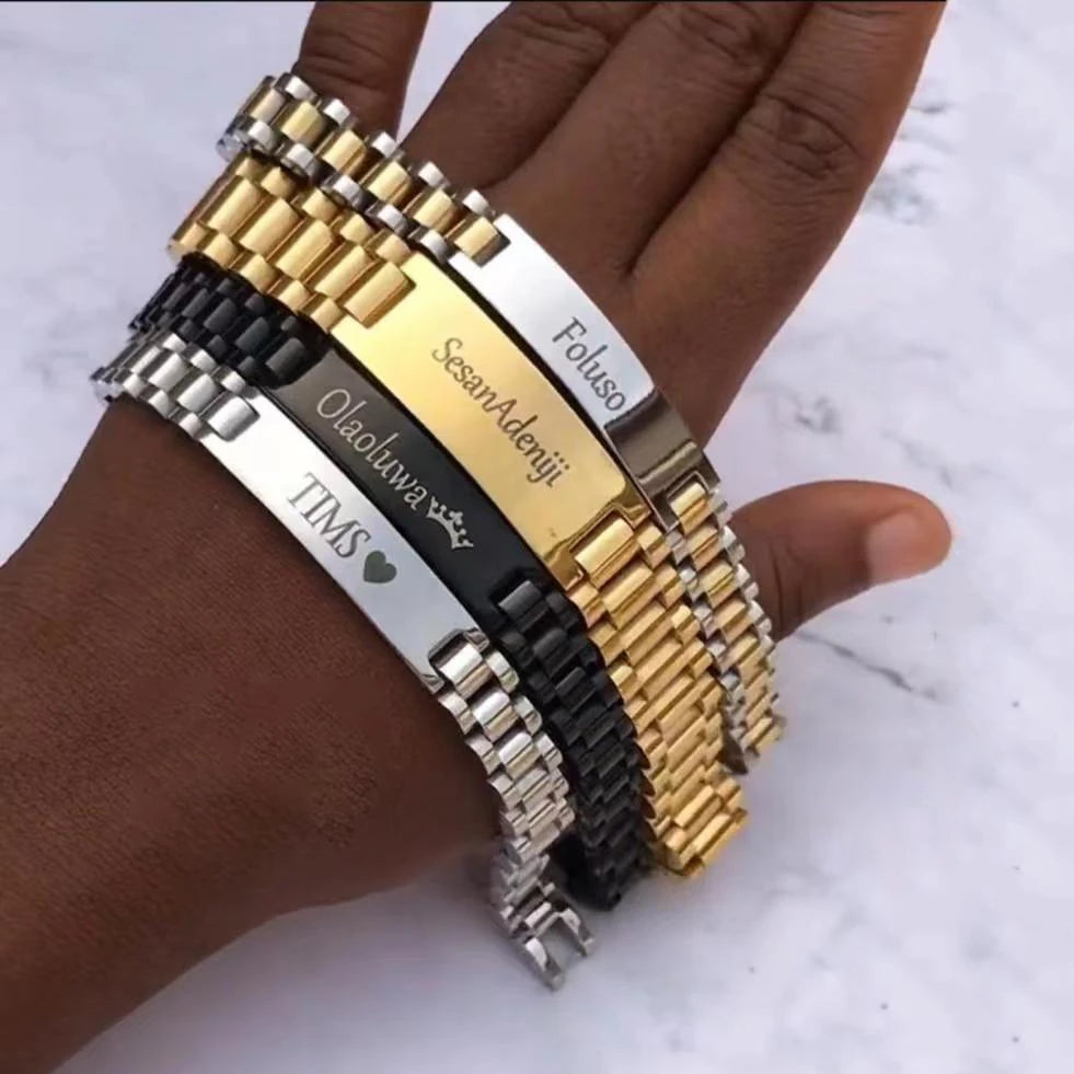 Gold Stainless Steel Mens ID Bracelets