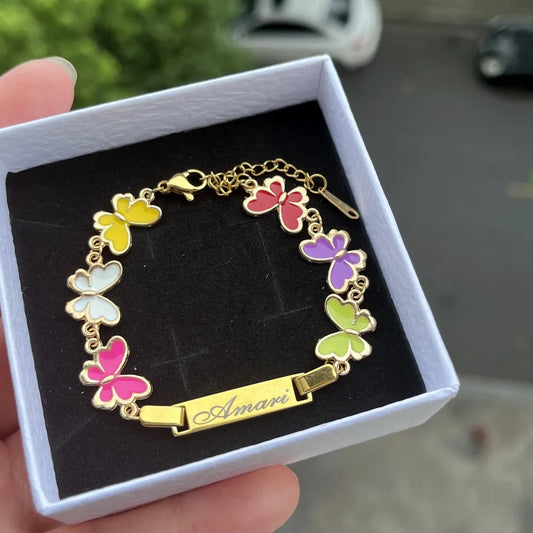 Nameplate Bracelet Butterfly Chain Personalized