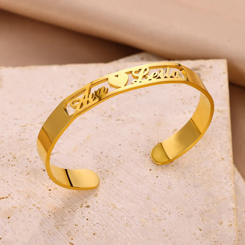 Customized Name Bracelet Stainless Steel Open Bangle
