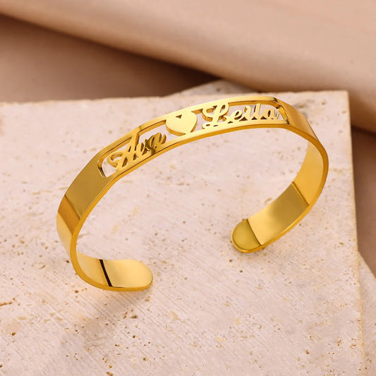 Customized Name Bracelet Stainless Steel Open Bangle