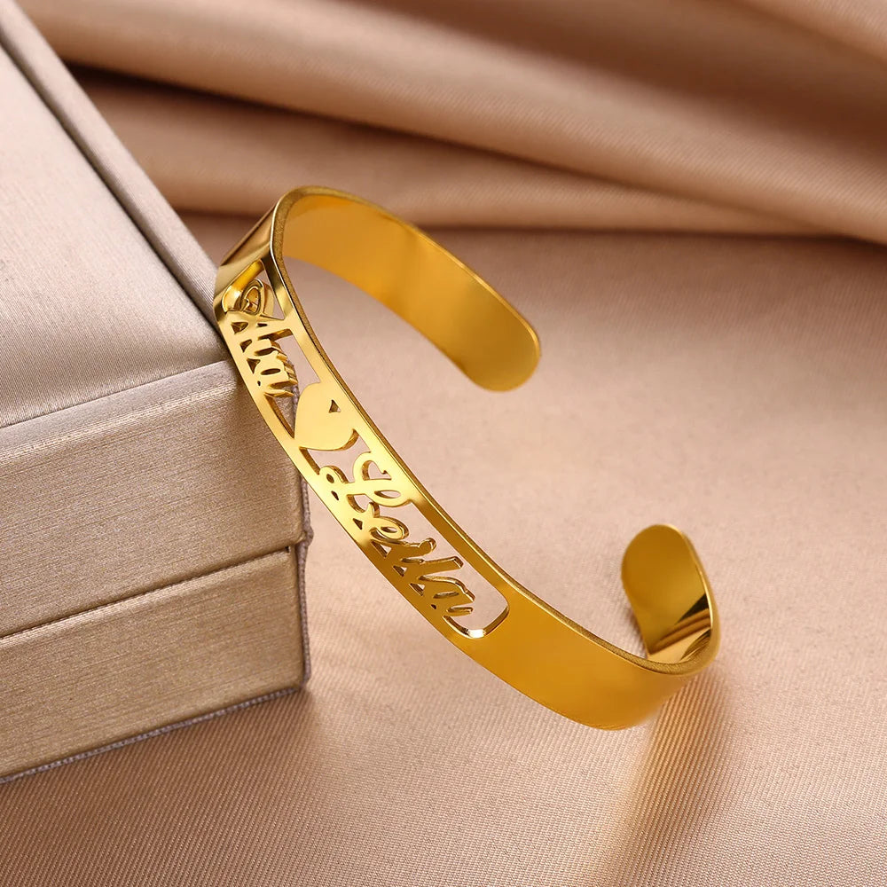 Customized Name Bracelet Stainless Steel Open Bangle