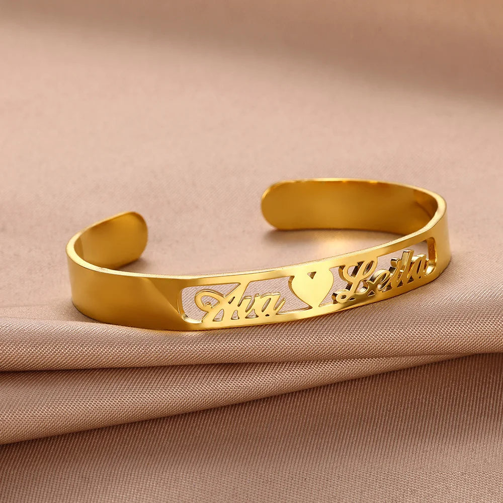 Customized Name Bracelet Stainless Steel Open Bangle