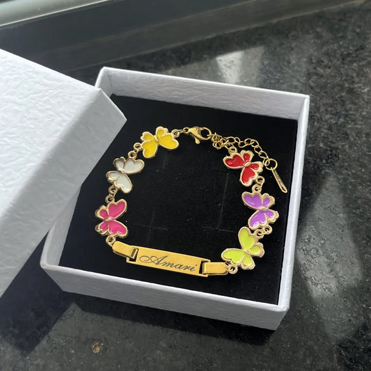 Nameplate Bracelet Butterfly Chain Personalized
