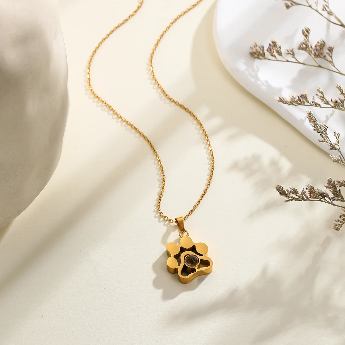 Personalized Projection Photo Necklace Custom Picture Sunflower Pendant