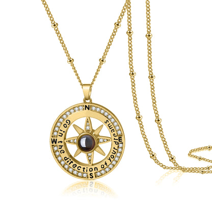 Customization Photo Projection Compass Necklace