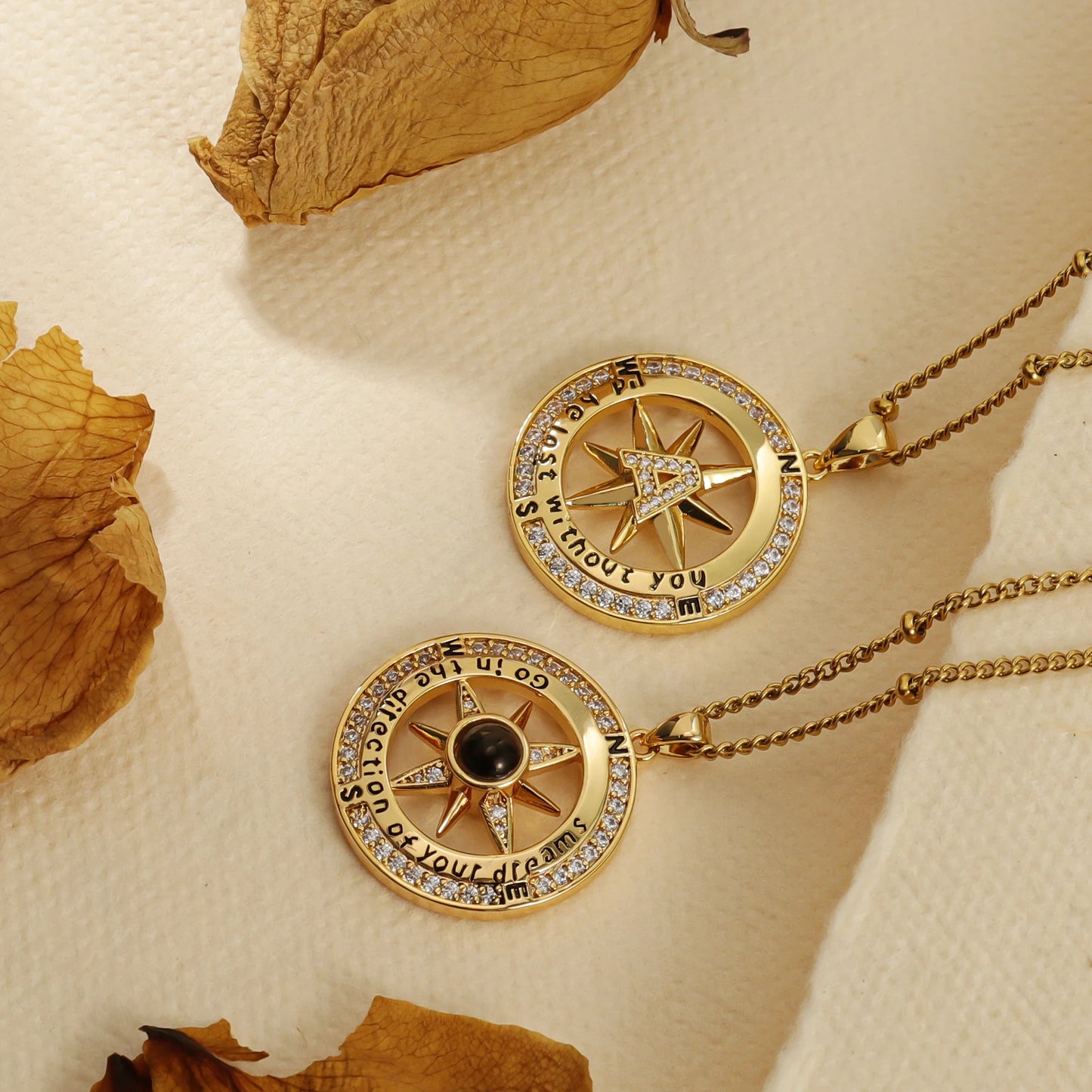 Customization Photo Projection Compass Necklace