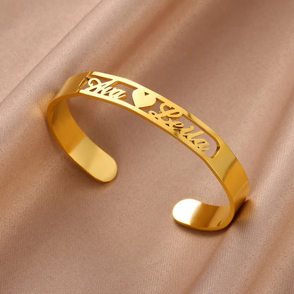 Customized Name Bracelet Stainless Steel Open Bangle