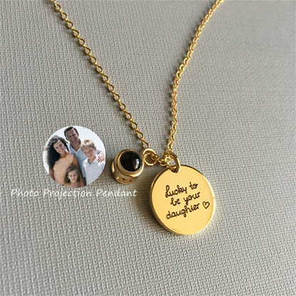Personalized Projection Photo Necklace With Bar Necklaces Engraving Name