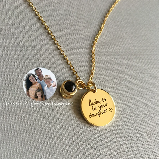 Personalized Projection Photo Necklace With Bar Necklaces Engraving Name